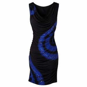International Concepts Black & Blue Draped Bodycon Dress Size Small